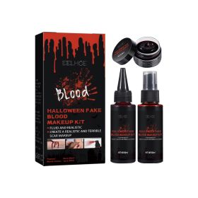 EELHOE Halloween Fake Blood Makeup Set, Scary Atmosphere Realistic Skin Wax Fake Blood Special Effects Makeup Set