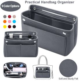 Felt Handbag Insert Organizer Purse Tote Shaper Bag in Bag Cosmetic Bag Handbag Purse Organizer (Option: Gray)