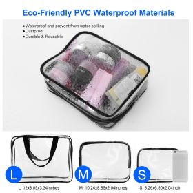 3Pcs Clear Travel Bags Waterproof Cosmetic Makeup Lotion Toiletry Wash Handbags Transparent Holder Pouch Kits For Swimming Travel Hotel (Option: Blue)