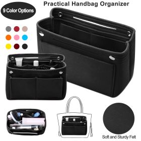 Felt Handbag Insert Organizer Purse Tote Shaper Bag in Bag Cosmetic Bag Handbag Purse Organizer (Option: Black)