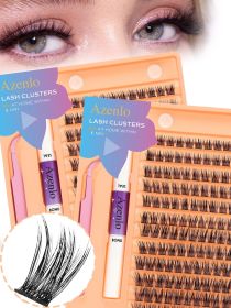 Eyelash Extension Kit Single Box 144 Pieces Eyelash Cluster Kit Eyelash Bonding and Sealing Waterproof Eyelash Tweezers DIY Eyelash Extension Kit (Color: 10)