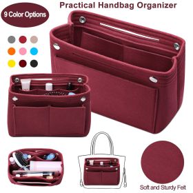 Felt Handbag Insert Organizer Purse Tote Shaper Bag in Bag Cosmetic Bag Handbag Purse Organizer (Option: RedWine)